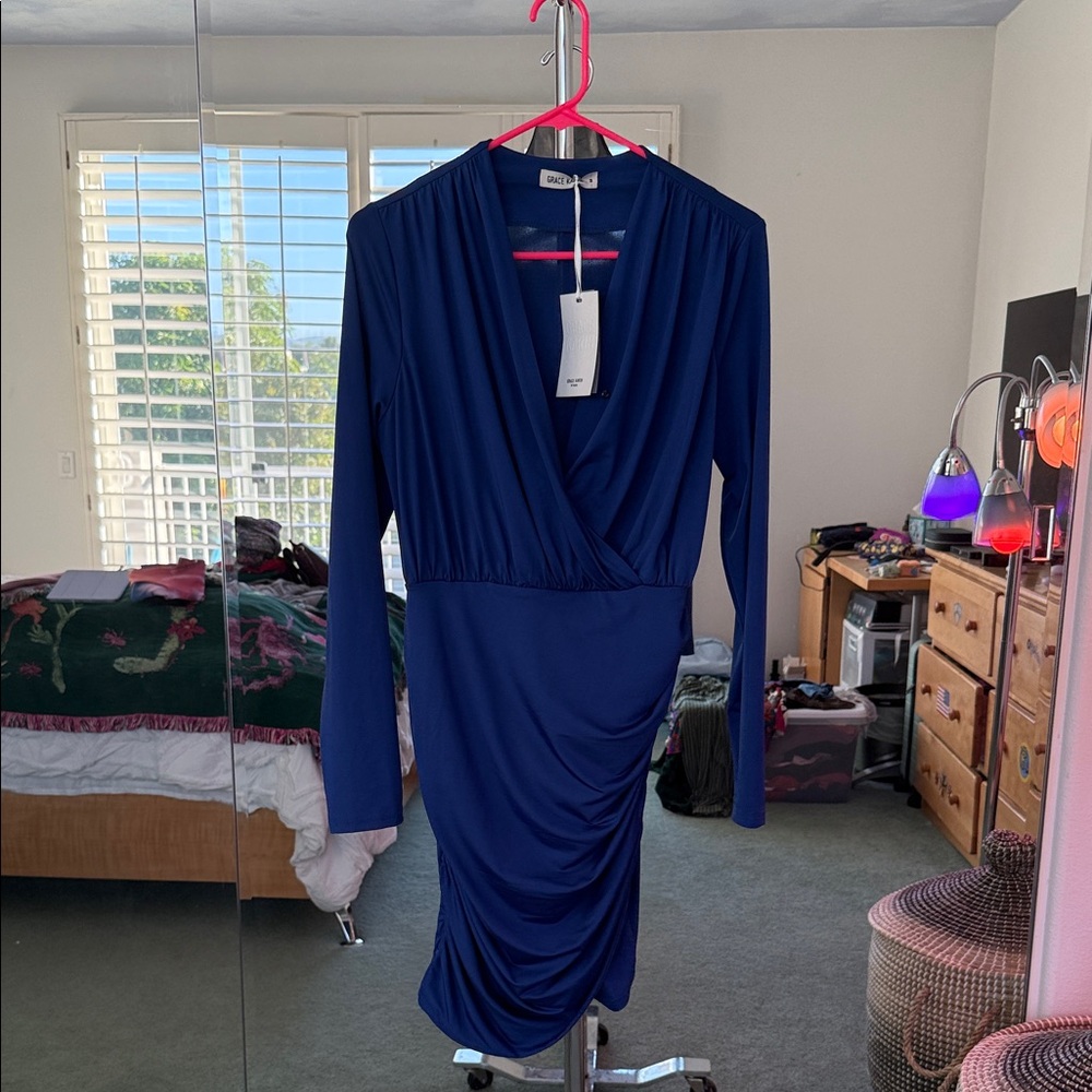 Grace Karin Royal Blue Long Sleeve Dress